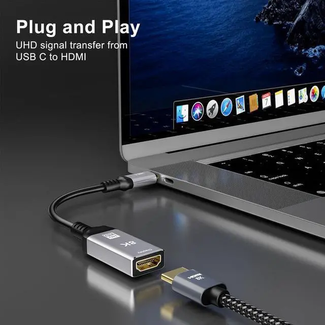 Alt view image 3 of 7 - 8K@60HzType C to HDMI Cable 4K 120Hz, Thunderbolt 3/4 USB-C to HDMI Adapter for MacBook Pro/Air,  iPad Pro, Galaxy S23/S24, Surface Pro, Chromebook, Laptop to Monitor/TV/Projector