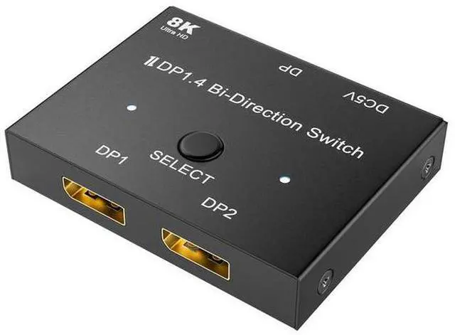 Main image of 8K@60Hz DP 1.4 Switch 2-in-1 Out - Bidirectional DisplayPort Switcher for Dual Monitor Setup, PC, Laptop, Gaming, 4K@144Hz, HDR, G-Sync/FreeSync Compatible