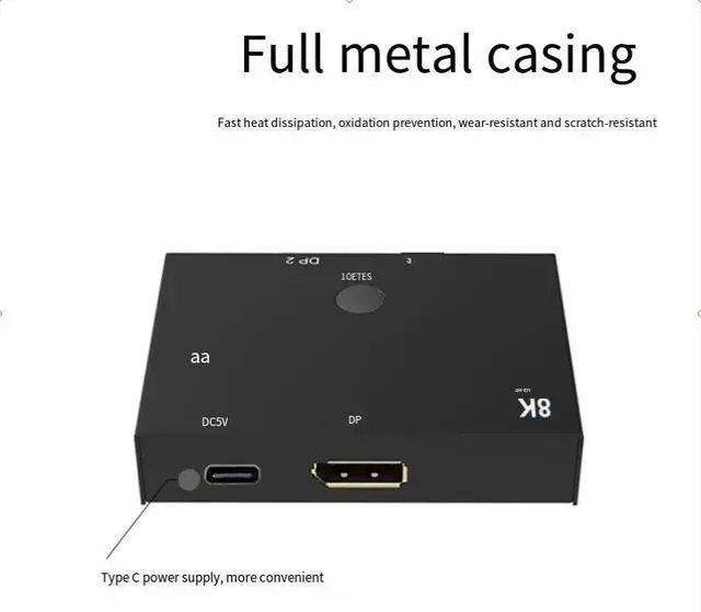 Alt view image 6 of 6 - 8K@60Hz DP 1.4 Switch 2-in-1 Out - Bidirectional DisplayPort Switcher for Dual Monitor Setup, PC, Laptop, Gaming, 4K@144Hz, HDR, G-Sync/FreeSync Compatible
