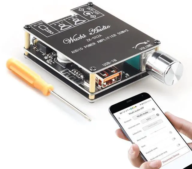 Main image of ZK-502A 2.0 Bluetooth 5.0 Amplifier Board 50W*50W with APP Control(Android Only),100W Bluetooth Audio AMP Board for DIY Bluetooth Speaker Kit DC9-24V,Black (ZK-502A)