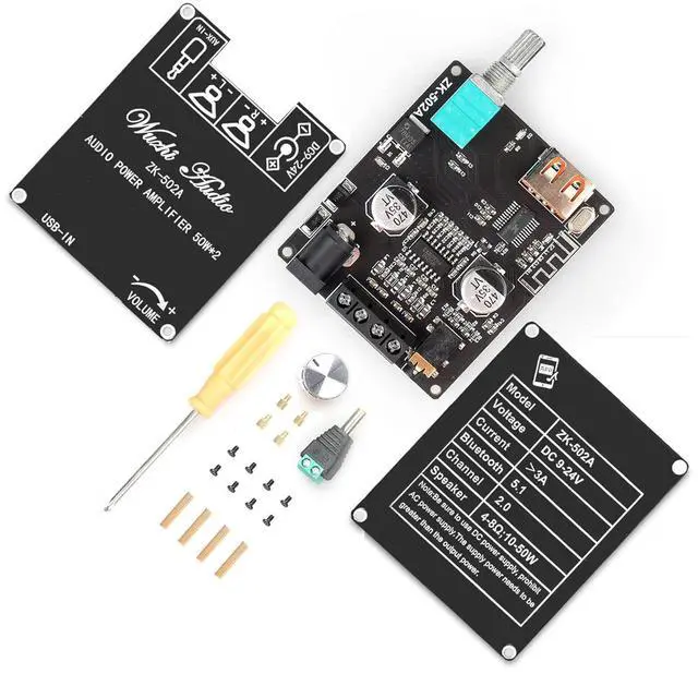 Alt view image 6 of 6 - ZK-502A 2.0 Bluetooth 5.0 Amplifier Board 50W*50W with APP Control(Android Only),100W Bluetooth Audio AMP Board for DIY Bluetooth Speaker Kit DC9-24V,Black (ZK-502A)