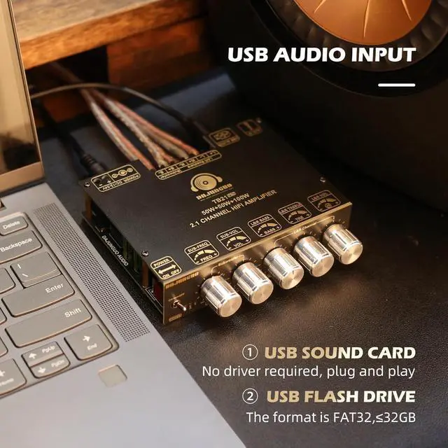 Alt view image 5 of 6 - TB21 PRO TPA3116D2 Bluetooth Power Amplifier Board with Subwoofer 2.1 Channel 50W×2+100W, 12V-24V Audio Power Amplifier Module with Treble and Bass Control