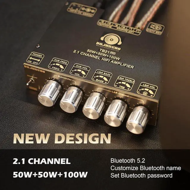 Alt view image 4 of 6 - TB21 PRO TPA3116D2 Bluetooth Power Amplifier Board with Subwoofer 2.1 Channel 50W×2+100W, 12V-24V Audio Power Amplifier Module with Treble and Bass Control