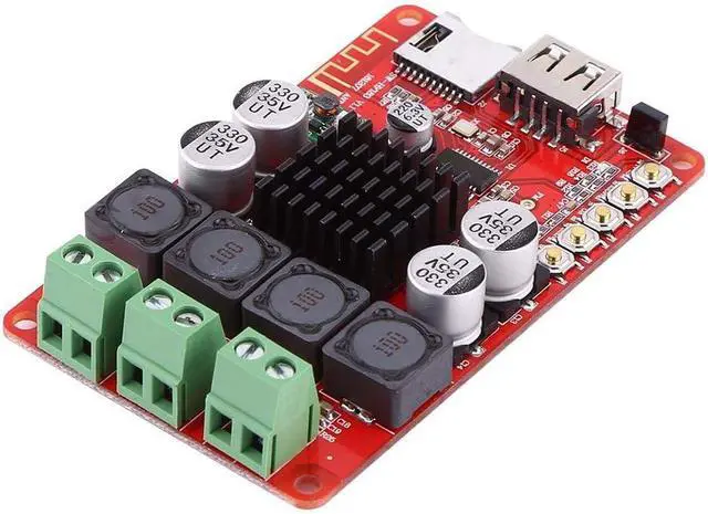 Alt view image 5 of 6 - Audio Power Bluetooth Amplifier Board 50W+50W DC 8-26V Portable Stereo Audio Receiver Amplifier TF Card Decoder with Remote Control LAC WAV MP3 WMA