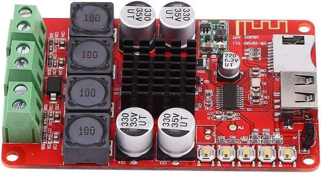 Alt view image 4 of 6 - Audio Power Bluetooth Amplifier Board 50W+50W DC 8-26V Portable Stereo Audio Receiver Amplifier TF Card Decoder with Remote Control LAC WAV MP3 WMA