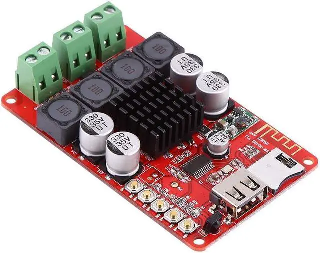 Alt view image 3 of 6 - Audio Power Bluetooth Amplifier Board 50W+50W DC 8-26V Portable Stereo Audio Receiver Amplifier TF Card Decoder with Remote Control LAC WAV MP3 WMA