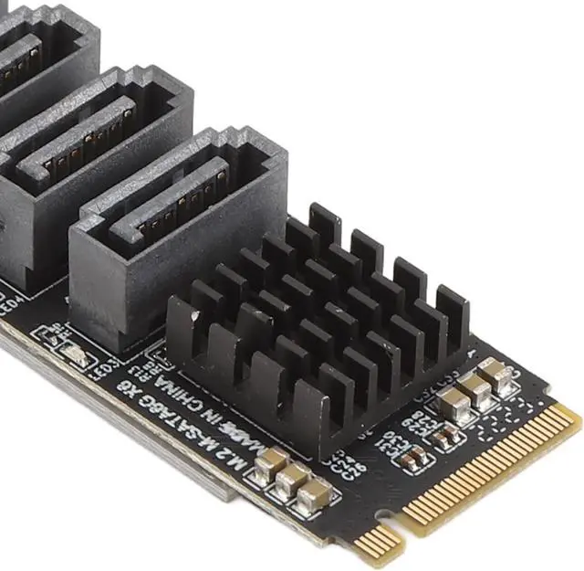 Alt view image 7 of 7 - M.2 to SATA3.0 Adapter Card, M.2 M-Key PCIE3.0 to SATA Adapter, ASM1166 6Gbps 6 Port Expansion Card with Smart Indicator