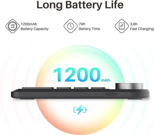 Alt view image 5 of 7 - HUION Keydial Mini Bluetooth Programmable Keypad with Dial 5 Keys Anti-ghosting 18 Customized Keys, Wireless Shortcut Keyboard for Drawing Tablet, PC, MacBook, Surface Pro, Laptops