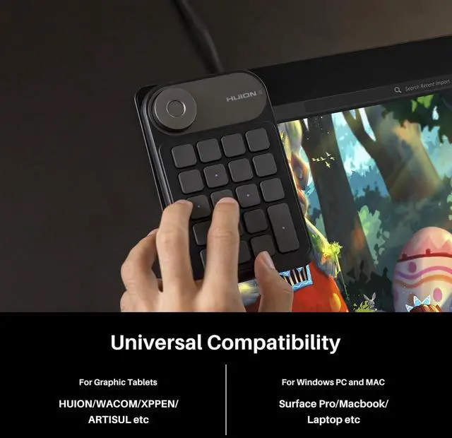 Alt view image 7 of 7 - HUION Keydial Mini Bluetooth Programmable Keypad with Dial 5 Keys Anti-ghosting 18 Customized Keys, Wireless Shortcut Keyboard for Drawing Tablet, PC, MacBook, Surface Pro, Laptops