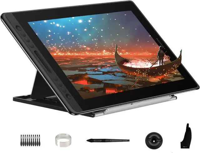 Main image of HUION KAMVAS Pro 16 Drawing Tablet with Screen, 15.6 inch Pen Display Anti-Glare Glass 6 Shortcut Keys Adjustable Stand, Graphics Tablet for Drawing, Writing, Design, Work with Windows, Mac and Linux