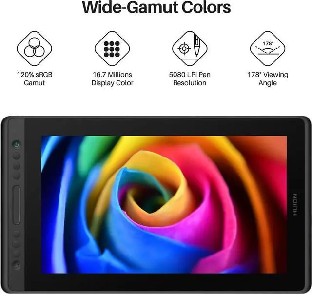 Alt view image 3 of 7 - HUION KAMVAS Pro 16 Drawing Tablet with Screen, 15.6 inch Pen Display Anti-Glare Glass 6 Shortcut Keys Adjustable Stand, Graphics Tablet for Drawing, Writing, Design, Work with Windows, Mac and Linux