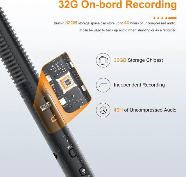 Alt view image 3 of 7 - COMICA VM40 Combo Dual-Channel Wireless Shotgun Microphone, Professional Super Cardioid Video Mic, 32GB Storage, Safety Mode, Audio APP, Wireless Camera Mic for Filmmaking, Vlog, YouTube
