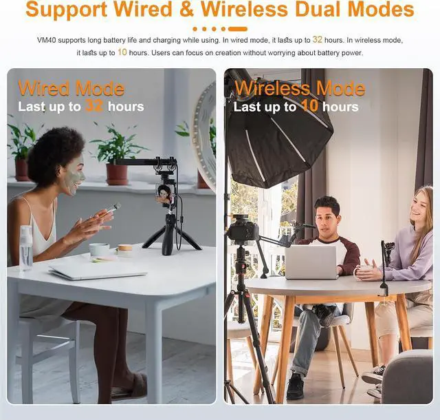 Alt view image 4 of 7 - COMICA VM40 Combo Dual-Channel Wireless Shotgun Microphone, Professional Super Cardioid Video Mic, 32GB Storage, Safety Mode, Audio APP, Wireless Camera Mic for Filmmaking, Vlog, YouTube