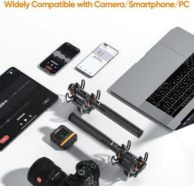 Alt view image 6 of 7 - COMICA VM40 Combo Dual-Channel Wireless Shotgun Microphone, Professional Super Cardioid Video Mic, 32GB Storage, Safety Mode, Audio APP, Wireless Camera Mic for Filmmaking, Vlog, YouTube