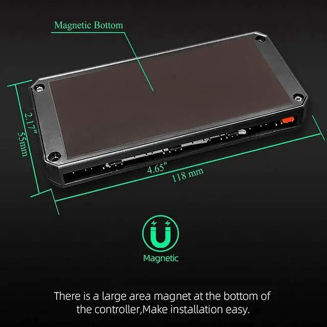 Alt view image 6 of 7 - COOLMOON Pwm Fan Temperature Controller Integrator, Remote Control PC RGB Light Adapter, 8*4pin Fan Speed Controller Port, 10*5v 3pin A-RGB Port with Magnet (White)