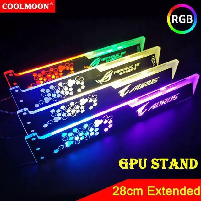 Main image of Coolmoon 28cm Extended Graphics Card Support 5V 4PIN RGB GPU Holder Bracket Frame Stand Computer Case Light Board Accessories