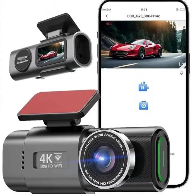 Alt view image 2 of 7 - 4K UHD Car Dash Cam  Front & Rear Dual Recording, WiFi Smartphone Connection, Discreet Design, Night Vision, G-Sensor, Loop Recording