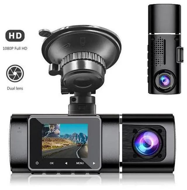 Main image of 1.5" Mini Dual Lens 1080P Dash Cam - Front & Inside Car Recorder, Night Vision, Parking Monitor, Loop Recording, G-Sensor, Compact Car Black Box