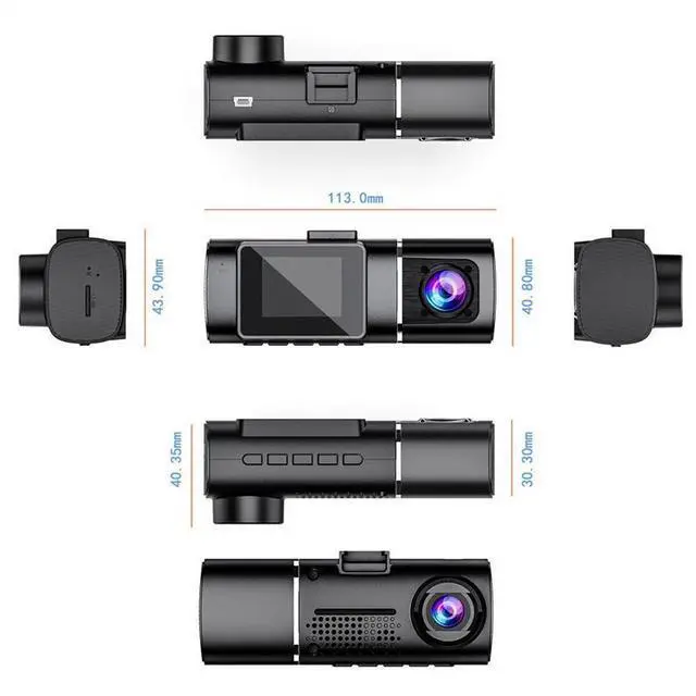 Alt view image 7 of 7 - 1.5" Mini Dual Lens 1080P Dash Cam - Front & Inside Car Recorder, Night Vision, Parking Monitor, Loop Recording, G-Sensor, Compact Car Black Box