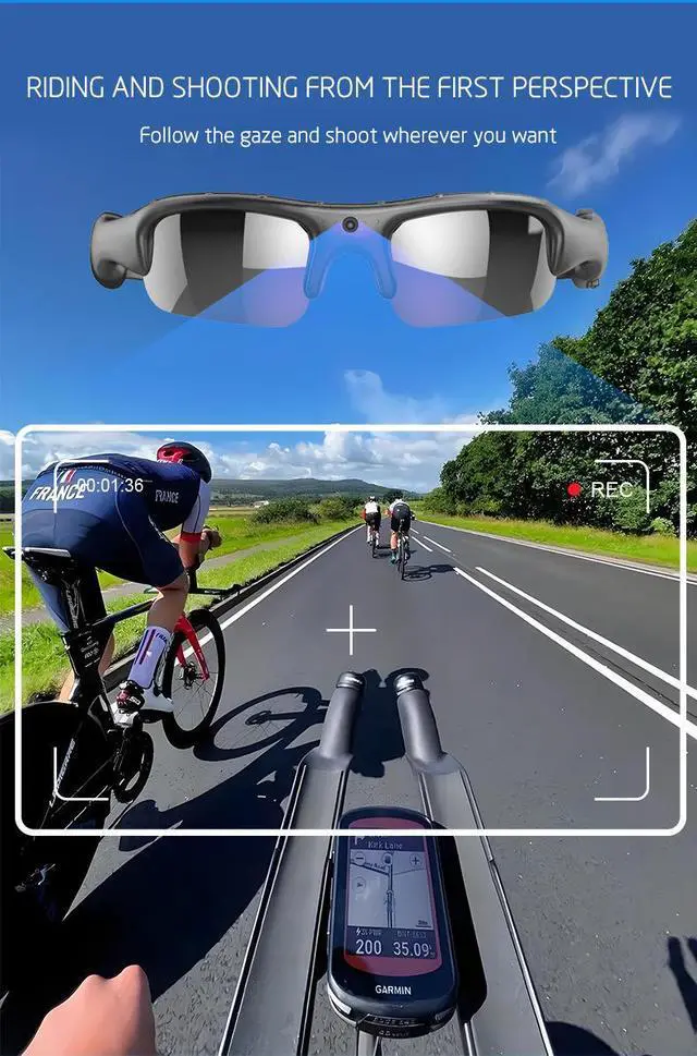 Alt view image 3 of 7 - Cycling Camera Glasses 1080P HD - WiFi Sports Sunglasses with APP, IPX5 Waterproof, 120° Wide Angle, 2.5Hrs Recording for Bike Riding/Motorcycle