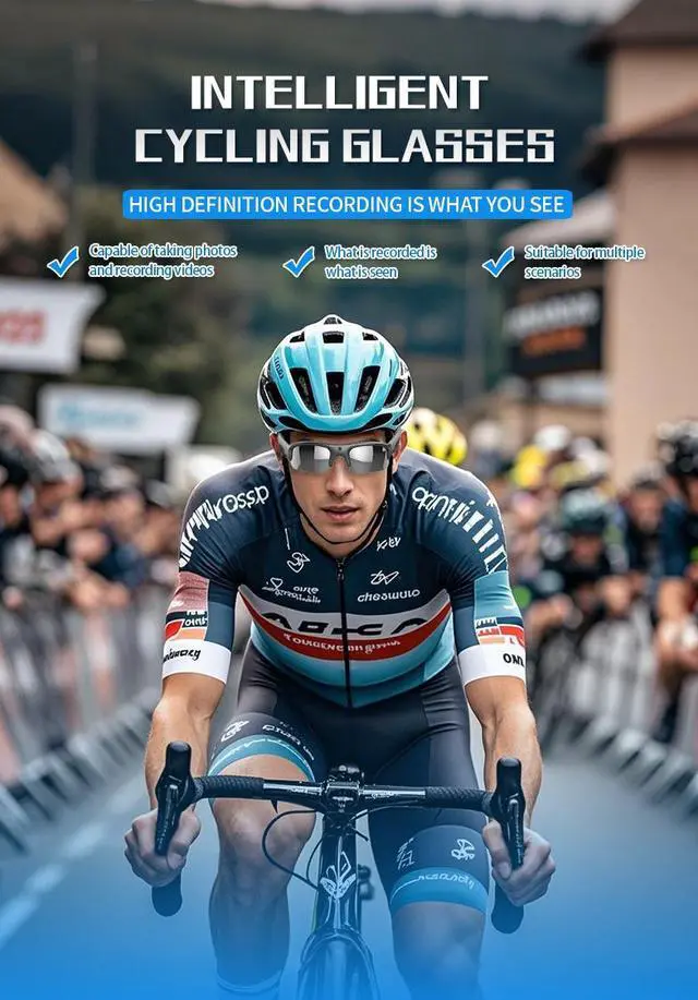 Alt view image 2 of 7 - Cycling Camera Glasses 1080P HD - WiFi Sports Sunglasses with APP, IPX5 Waterproof, 120° Wide Angle, 2.5Hrs Recording for Bike Riding/Motorcycle