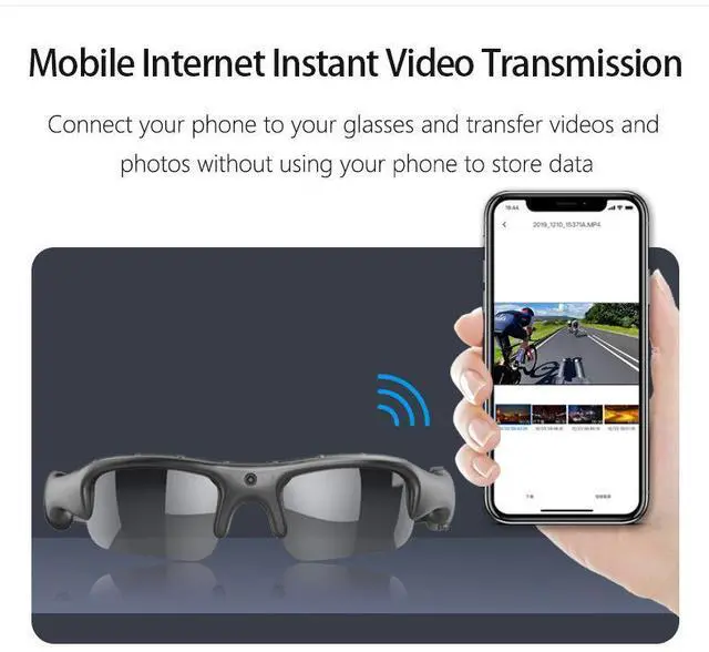 Alt view image 6 of 7 - Cycling Camera Glasses 1080P HD - WiFi Sports Sunglasses with APP, IPX5 Waterproof, 120° Wide Angle, 2.5Hrs Recording for Bike Riding/Motorcycle