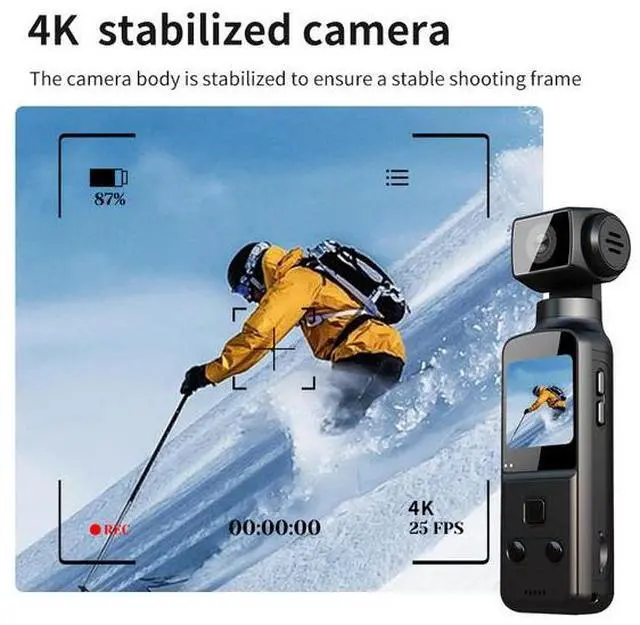 Alt view image 3 of 7 - K1 Pocket Action Camera 4K HD - EIS Stabilization, 30m Waterproof, Helmet Mount, Handheld Vlog Camera for Cycling/Hiking/Sports