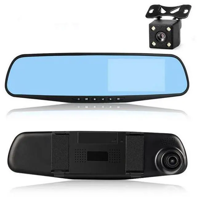 Alt view image 4 of 5 - 4.5" Full Screen Mirror Dash Cam 1080P - Front & Rear Recording, Reverse Camera, Night Vision, Anti-Glare, Loop Recording