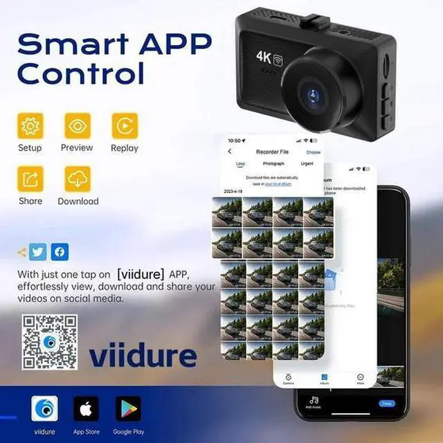 Alt view image 5 of 5 - 3" Dash Cam 4K UHD - Dual Channel, GPS Tracking, WiFi, Night Vision, Parking Mode, 256GB Supported