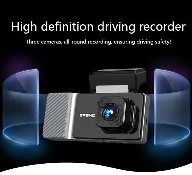 Alt view image 2 of 7 - Triple Lens 1080P Dash Cam - Front/Rear/Cabin Recording, WiFi, Night Vision, 32GB Included, Parking Monitor