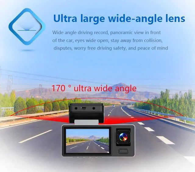 Alt view image 4 of 7 - Triple Lens 1080P Dash Cam - Front/Rear/Cabin Recording, WiFi, Night Vision, 32GB Included, Parking Monitor
