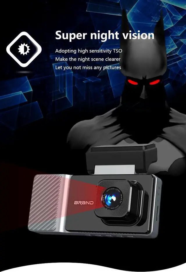 Alt view image 5 of 7 - Triple Lens 1080P Dash Cam - Front/Rear/Cabin Recording, WiFi, Night Vision, 32GB Included, Parking Monitor