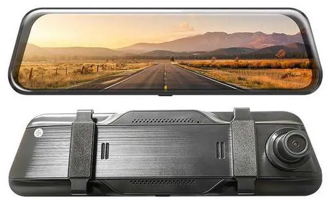 Alt view image 2 of 5 - 9.66" 4K CarPlay Mirror Dash Cam - 150° Wide Angle, Dual Recording, Anti-Glare, Reverse Camera, 256GB Supported