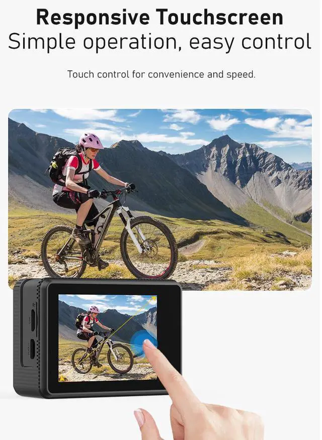 Alt view image 6 of 7 - 8K Dual-Screen Action Camera - 2.0"+1.3" Touch, 30m Waterproof, WiFi, 1350mAh for Diving/Cycling,Outdoor cycling, mountain climbing, surfing