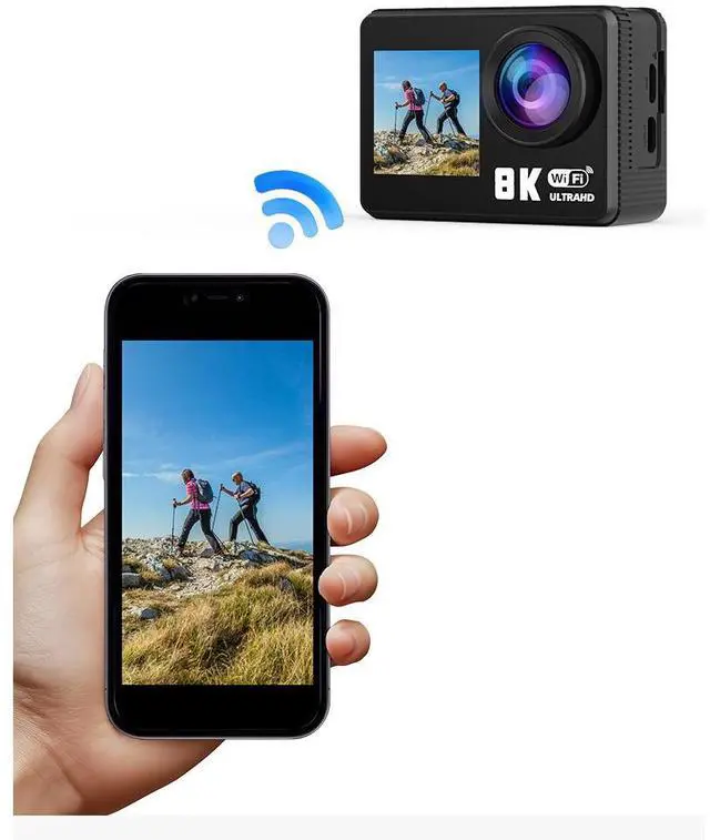 Alt view image 7 of 7 - 8K Dual-Screen Action Camera - 2.0"+1.3" Touch, 30m Waterproof, WiFi, 1350mAh for Diving/Cycling,Outdoor cycling, mountain climbing, surfing