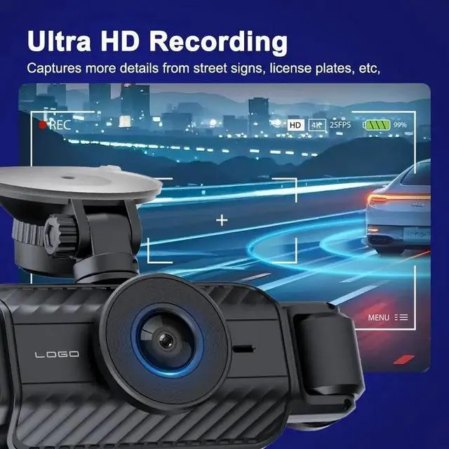 Alt view image 3 of 7 - Four Cameras Displayed3.0-inch vehicle recorder with four lenses (front + rear + left + right) - 170° ultra-wide angle - high-definition infrared night vision - parking monitoring - supports 64G sto