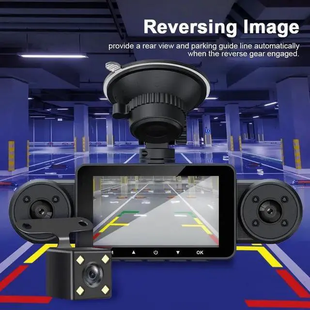 Alt view image 5 of 7 - Four Cameras Displayed3.0-inch vehicle recorder with four lenses (front + rear + left + right) - 170° ultra-wide angle - high-definition infrared night vision - parking monitoring - supports 64G sto