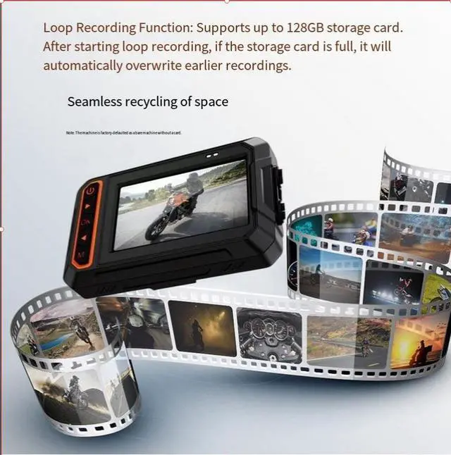 Alt view image 4 of 7 - Dual-lens 2KMotorcycle Recorder 3-inch screen WIFI connectivity GPS track recording 140° wide-angle, waterproof and shockproof, supports 64G storage, designed for motorcycles