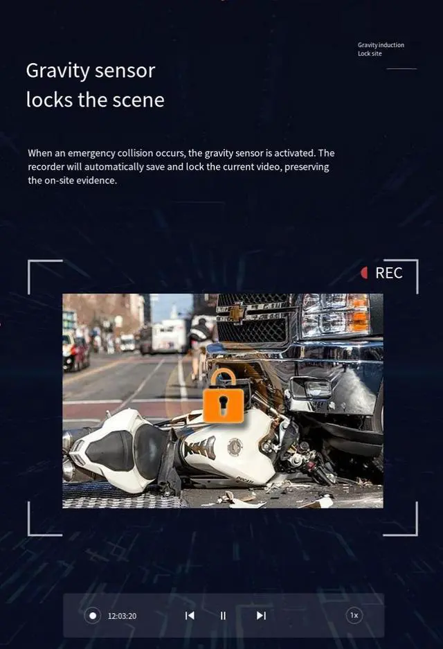 Alt view image 2 of 7 - Dual-lens 2KMotorcycle Recorder 3-inch screen WIFI connectivity GPS track recording 140° wide-angle, waterproof and shockproof, supports 64G storage, designed for motorcycles