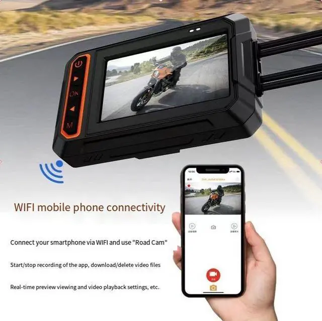 Alt view image 5 of 7 - Dual-lens 2KMotorcycle Recorder 3-inch screen WIFI connectivity GPS track recording 140° wide-angle, waterproof and shockproof, supports 64G storage, designed for motorcycles