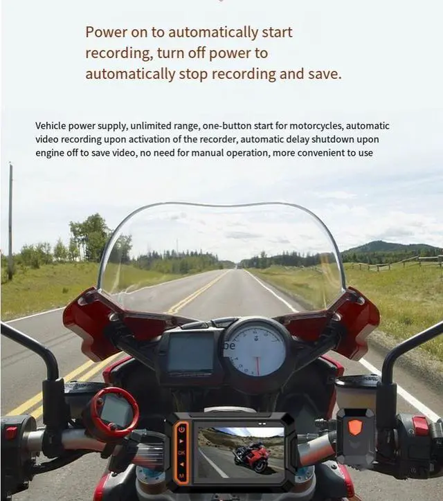 Alt view image 3 of 7 - Dual-lens 2KMotorcycle Recorder 3-inch screen WIFI connectivity GPS track recording 140° wide-angle, waterproof and shockproof, supports 64G storage, designed for motorcycles