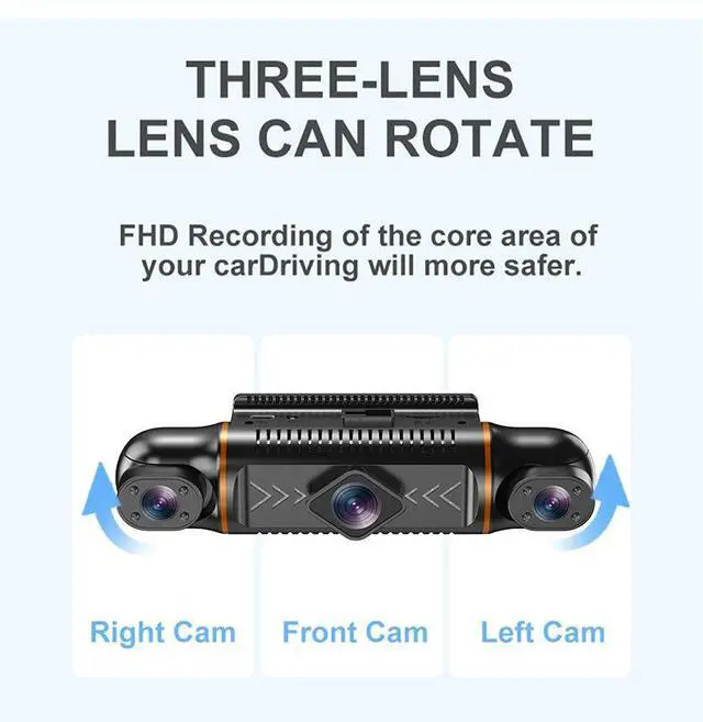 Alt view image 3 of 7 - Four-way Recording 3-inch Vehicle Recorder with 1080P HD Four-lens, WiFi Connectivity, 140° Wide Angle Night Vision, GPS Positioning, Parking Monitoring