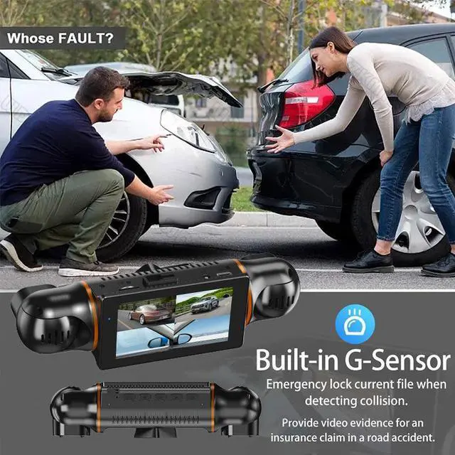 Alt view image 6 of 7 - Four-way Recording 3-inch Vehicle Recorder with 1080P HD Four-lens, WiFi Connectivity, 140° Wide Angle Night Vision, GPS Positioning, Parking Monitoring