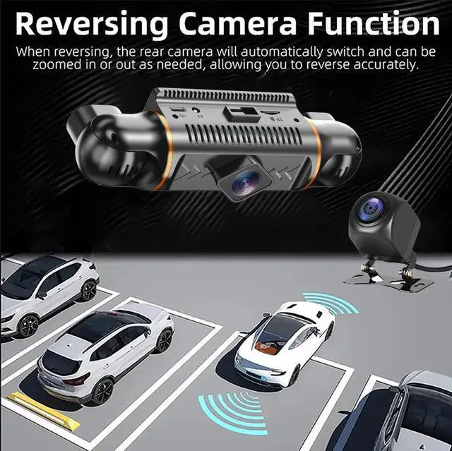 Alt view image 5 of 7 - Four-way Recording 3-inch Vehicle Recorder with 1080P HD Four-lens, WiFi Connectivity, 140° Wide Angle Night Vision, GPS Positioning, Parking Monitoring