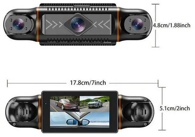 Alt view image 7 of 7 - Four-way Recording 3-inch Vehicle Recorder with 1080P HD Four-lens, WiFi Connectivity, 140° Wide Angle Night Vision, GPS Positioning, Parking Monitoring