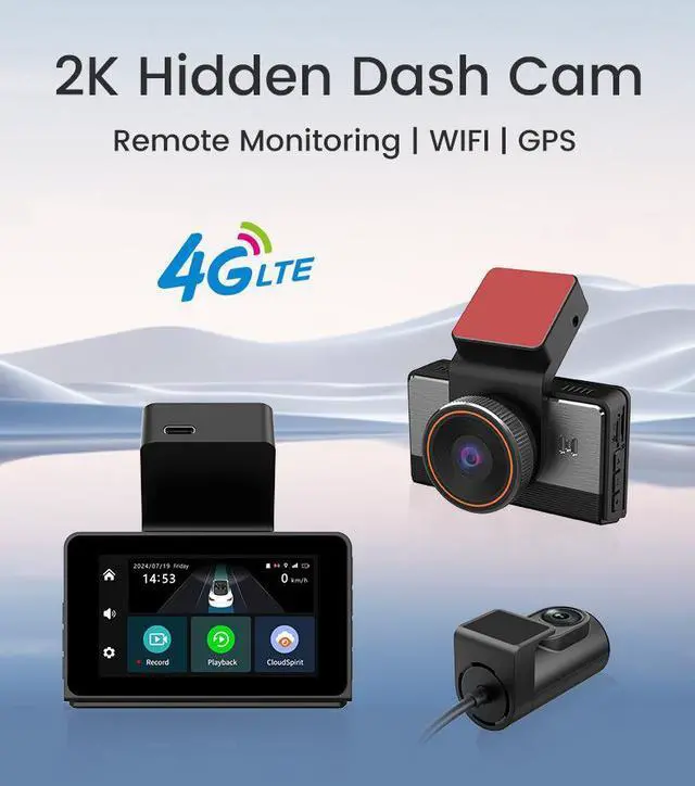 Main image of 4G RemoteHigh-definition Vehicle Recorder Dual Recording Front and Rear with 170° Wide Angle Night Vision Enhancement Real-time Monitoring via Mobile Phone GPS Location Parking Guard Supports 512G