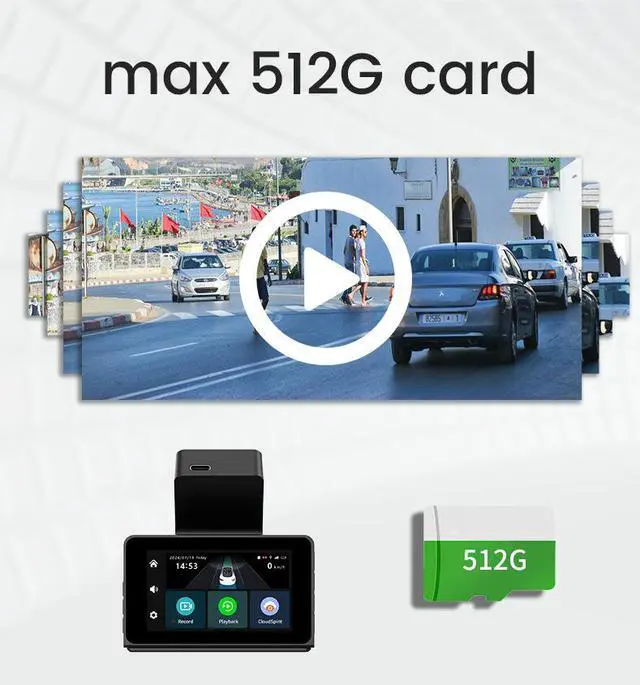 Alt view image 4 of 7 - 4G RemoteHigh-definition Vehicle Recorder Dual Recording Front and Rear with 170° Wide Angle Night Vision Enhancement Real-time Monitoring via Mobile Phone GPS Location Parking Guard Supports 512G