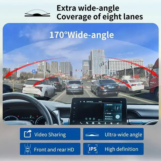 Alt view image 4 of 7 - 3-inch Dual RecordingCar Camera 4K  High Definition Night Vision WIFI Mobile Connectivity 170° Wide Angle Parking Monitoring Continuous Recording