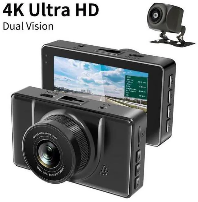 Main image of 3-inch Dual RecordingCar Camera 4K  High Definition Night Vision WIFI Mobile Connectivity 170° Wide Angle Parking Monitoring Continuous Recording