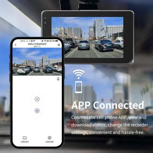 Alt view image 5 of 7 - 3-inch Dual RecordingCar Camera 4K  High Definition Night Vision WIFI Mobile Connectivity 170° Wide Angle Parking Monitoring Continuous Recording